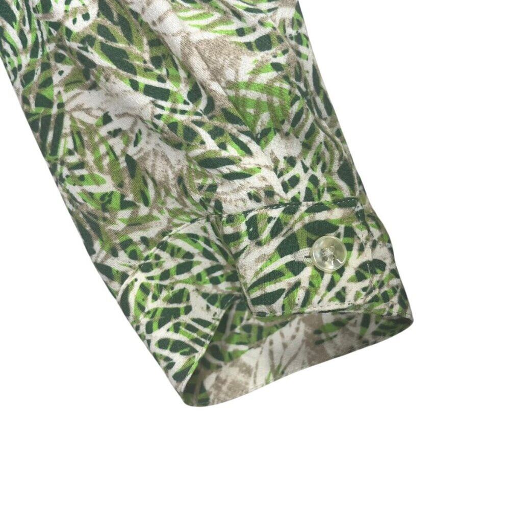 CAbi Dress Green Women's Size M Faux Wrap Elastic Waist Long Sleeve Green Tropic - Picture 11 of 12